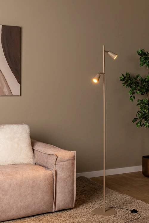 Lucide TIANA - Stehlampe - 2xGU10 - Taupe | Essential - Atmosphäre 1